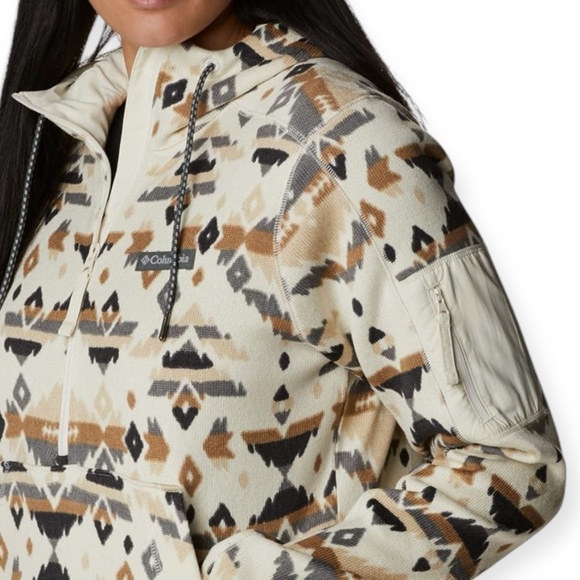 Columbia Sweater Weather Pullover Hoodie Chalk Rocky Mountain Print size Large - Picture 5 of 11